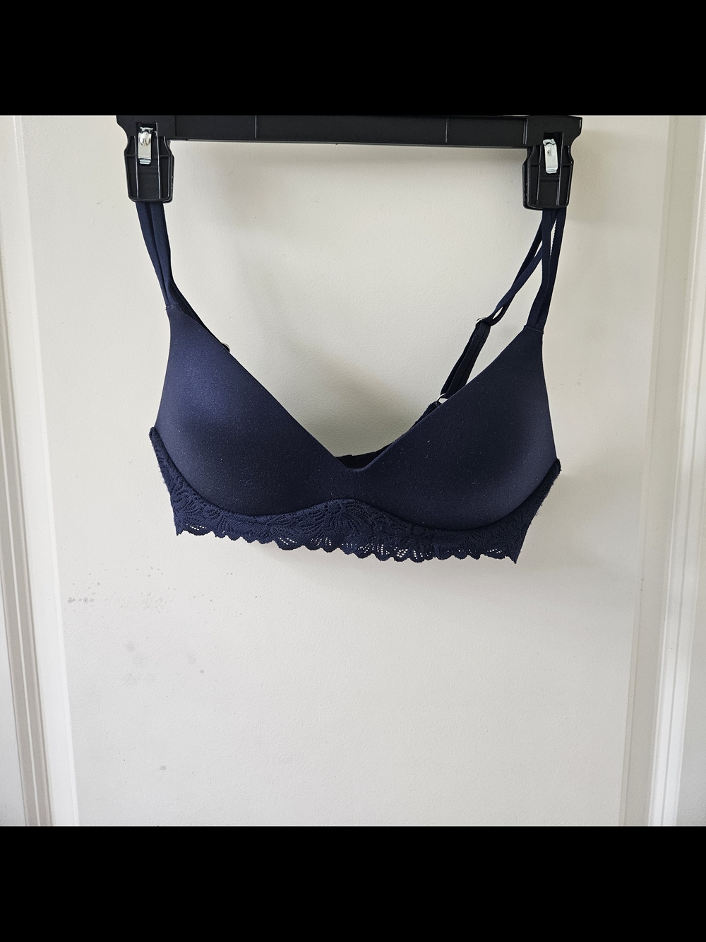 aerie Navy Lace-Trim Molded T-Shirt Bra